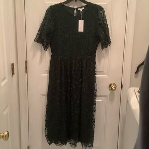 Baltic Born Deep Green Embroidered Dress